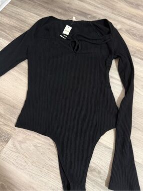 Brand new Aerie Black Ribbed Long-Sleeve Bodysuit